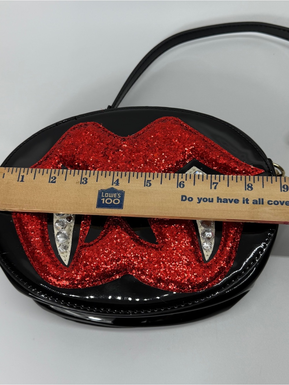 Betsey Johnson Glampire Vampire Crossbody Bag Fang Lips Faux Patent Leather - Picture 13 of 15